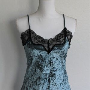 Women's Love Culture Blue Velvet Lace Camisole Top